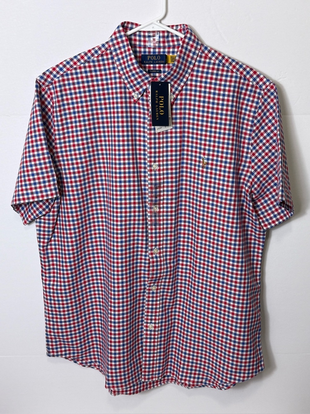 Ralph Lauren Red, Blue & White Check Short-Sleeve Button-Down Shirt